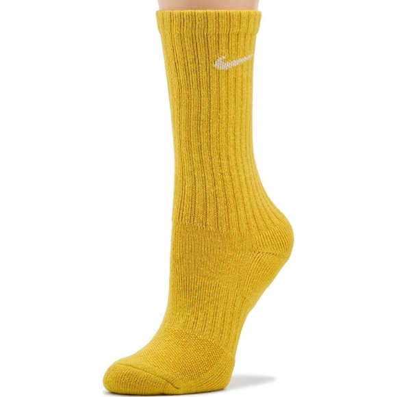 Nike bright yellow white swoosh ribbed tall socks - Picture 1 of 5